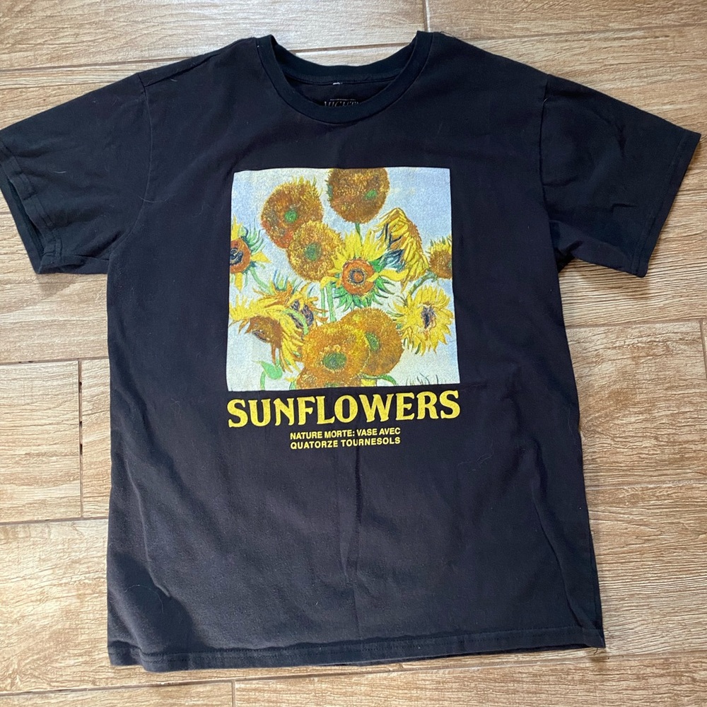 Vincent Van Gogh Sunflowers black tshirt